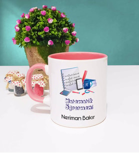 Matematik Öğretmeni Tasarımlı Kişiye Özel Matematik Öğretmeni Kupa Bardak Pembe