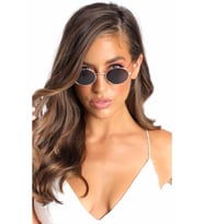 Oval Güneş Gözlüğü  Sarı Çerçeve Siyah Cam Unisex Gümüş-Tek Ebat