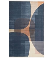 Bespoky Eberndorf Mavi Patchwork Pamuklu El Dokuması Alan Halısı