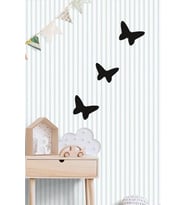Ahşap Kelebek Duvar Dekoru Beyaz 3 Adet Set 15x15 (Siyah)