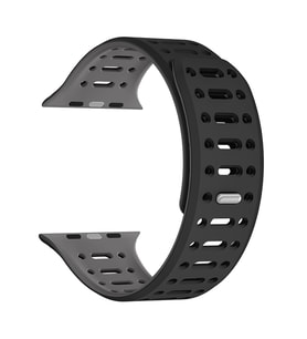 Apple Watch 10/11 42mm-38/40/41mm Kordon Renkli 3Delikli Esnek Silikon Strap 124 (Siyah-Gri)