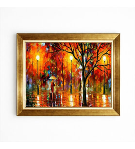 Tablore Sonbahar Parkı Şemsiyeli Kadın Manzaralı Leonid Afremov Tarzı Çerçeveli Tablo