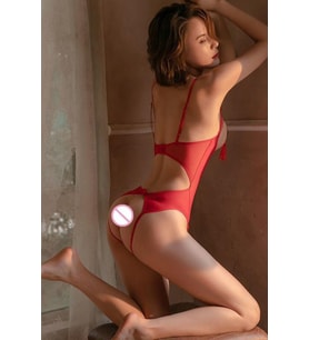 Mulvxley  Ley02 Özel Bölgesi Açık Dantelli Kırmızı Babydoll Tm1238 (Mulvix)