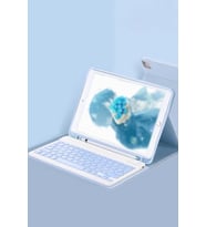 İpad Pro 11 2024 Kılıf Kc01 Smart Klavyeli Tablet Kılıfı - Açık Mavi Diğer Çok Renkli