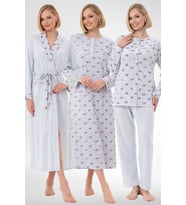 Mecit 6319 Mavi Büyük Beden Kadın Sabahlık Pijama Gecelik Set