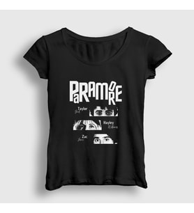 Presmono Kadın Siyah Band V2 Müzik Paramore T-Shirt 479443tt