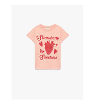 Koton Çilek Baskılı Pembe Kız Çocuk T-Shirt 6SKG10032AK