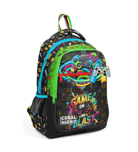 CORAL HIGH 33258 SİYAH GAMER DESENLİ ÜÇ BÖLMELİ SIRT ÇANTASI