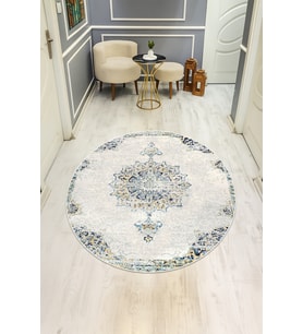 Dijital Baskı Eskitme Desenli Kaymaz Taban Halı H0354