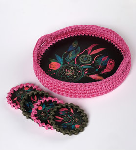 Ng Gifts El Emeği Örgü Pembe Tepsi Hediye Seti