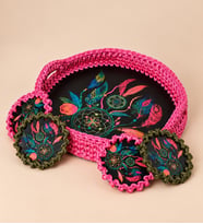 Ng Gifts El Emeği Örgü Pembe Tepsi Hediye Seti
