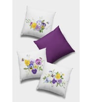 Mor Çiçek Desenli Çift Taraf 4'lü Set Kırlent Kılıfı 4KR050