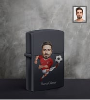Kişiye Özel Milli Takım Karikatürlü UV Baskılı Siyah Benzinli Çakmak Bay-1