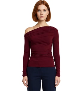 Stil Kadın Büzgü Drape Detaylı Fitted Vücuda Oturan Kollu Esnek Bluz Regular Örme Slim Kalıp