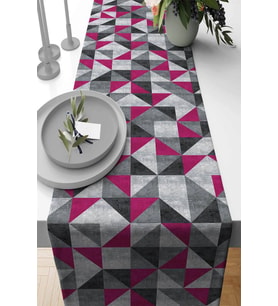 Fuşya Geometrik Desenli Premium Masa Örtüsü Runner RNR384