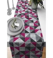 Fuşya Geometrik Desenli Premium Masa Örtüsü Runner RNR384