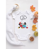 Mickey Mouse Benimle Dans Eder Misin Baskılı %100 Pamuklu Zıbın