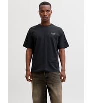 JACK JONES Yazı Desenli Erkek Yuvarlak Yaka Tişört 12287990 (Siyah)