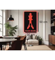 Destina Ahşap Satranç - 2 Temalı Kişiselleştirilebilir Led Tablo - 30cm*50cm (Kırmızı)