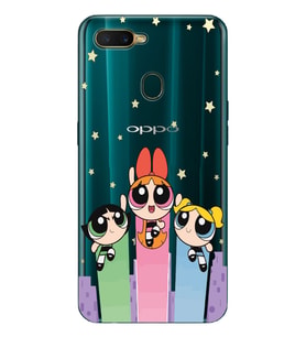 Oppo A5S/AX7/A12 Uyumlu Powerpuff Girls Desenli Şeffaf Telefon Kılıfı
