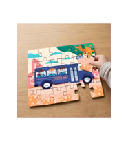 Okul Otobüsünde Çocuklar Tasarımlı 24 Parça Ahşap Çocuk Puzzle