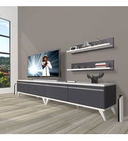 Decoraktiv Eko 220T Mdf Retro Tv Ünitesi Tv Sehpası (Beyaz - Antrasit)