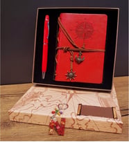 Manifest Deri Defter & Metal Roller Kalem & Epoksi Harf Anahtarlık