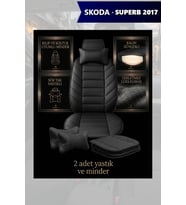 skoda superb 2017 Koltuk ve Kılıf uyumlu Yastık Siyah Minder Lüks 2 Minder 2 Yastık
