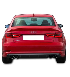 Audi A3 Uyumlu 8V Sedan 2012 - 2016 S-Line S3 Arka Tampon Eki - Difüzör (Plastik)