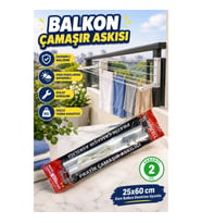 25x60 cm Kare Balkon Demirine Uyumlu Beyaz Çamaşır Askılığı – Hava Koşullarına Dayanıklı