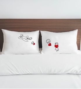 BK Gift Sevgili Tasarımlı Pamuklu 2’li Yastık Kılıfı Seti-1 50x70cm, Sevgiliye Hediye, Ev Hediyesi, Tasarım Ev Tekstili