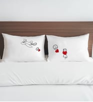 BK Gift Sevgili Tasarımlı Pamuklu 2’li Yastık Kılıfı Seti-1 50x70cm, Sevgiliye Hediye, Ev Hediyesi, Tasarım Ev Tekstili