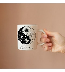 Kişiye Özel Yin Yang Tasarımlı İsimli Kupa