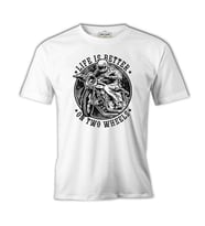 Motorcycle Life on Wheels Beyaz Erkek Tshirt