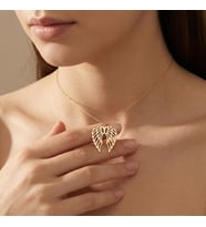 Kişiye Özel 925 Ayar Gümüş Tasarım Melek Kanadı Kolye (Gold)