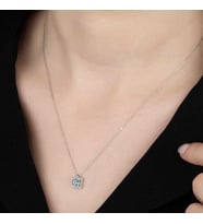 Swarovski Taşlı Gümüş Tektaş Bayan Kolye