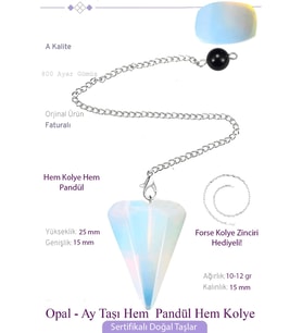Sertifikalı Opal - Ay Taşı Pandül Sarkaç Hem Pandül - Hem Kolye