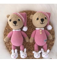 Uykucu Ayıcık Amigurumi Organik Oyuncak