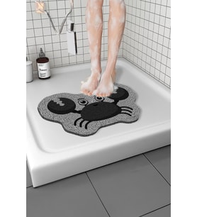 Yengeçli Banyo Paspası Kaymaz Taban Yumuşak Esnek  Paspas Islak Zemin Hijyenik Paspas (40x60 cm) (Gri)
