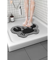 Yengeçli Banyo Paspası Kaymaz Taban Yumuşak Esnek  Paspas Islak Zemin Hijyenik Paspas (40x60 cm) (Gri)