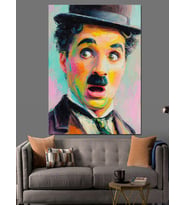 Charlie Chaplin Pop Art Dekoratif Kanvas - Mdf Ahşap Tablo
