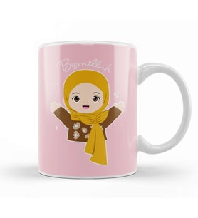 Hijab Girl Say Bismillah Kupa Bardak Porselen