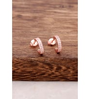 Rose Gümüş Taşlı Mini Halka Küpe 3738