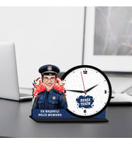 Erkek Polis Memuruna Hediye Karikatürlü MDF Masa Saati