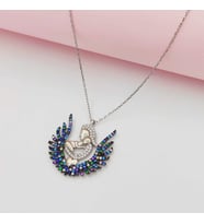 Gümüş Anne Bebek Model Siyah Taşlı Kolye 925 Ayar (Karışık)
