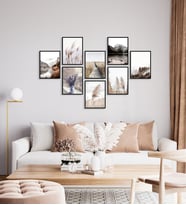 ÖZCANLAR ÇERÇEVE Çerçevesiz Çerçeve Görünümlü 8 Parça Mdf Tablo Seti Çoklu Baskı Seti Mdf Baskı ÖZC-MDF8B