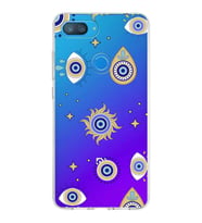 PrintiFy Xiaomi Mi 8 Lite ile Uyumlu 1mm Slim Fit Nazar Boncuğu 5 Baskılı Şeffaf  Kılıf