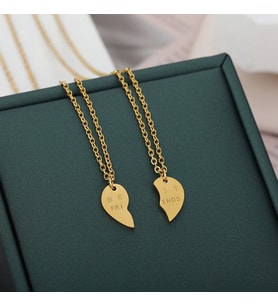 Kişiye Özel 925 Ayar Gümüş 2'li Best Friends Kolye (Gold)