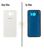 Samsung Galaxy S6 Edge Beyaz Renk Arka Kapak Arka Cam Batarya Kapağı Pil Kapağı Lazer Kesim Back Cover Galaxy S6 Edge Uyumlu