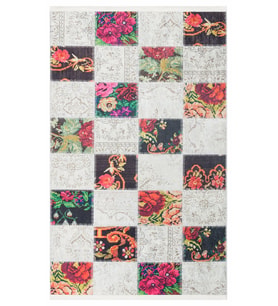 Bespoky Eberndorf Mavi Patchwork Pamuklu El Dokuması Alan Halısı